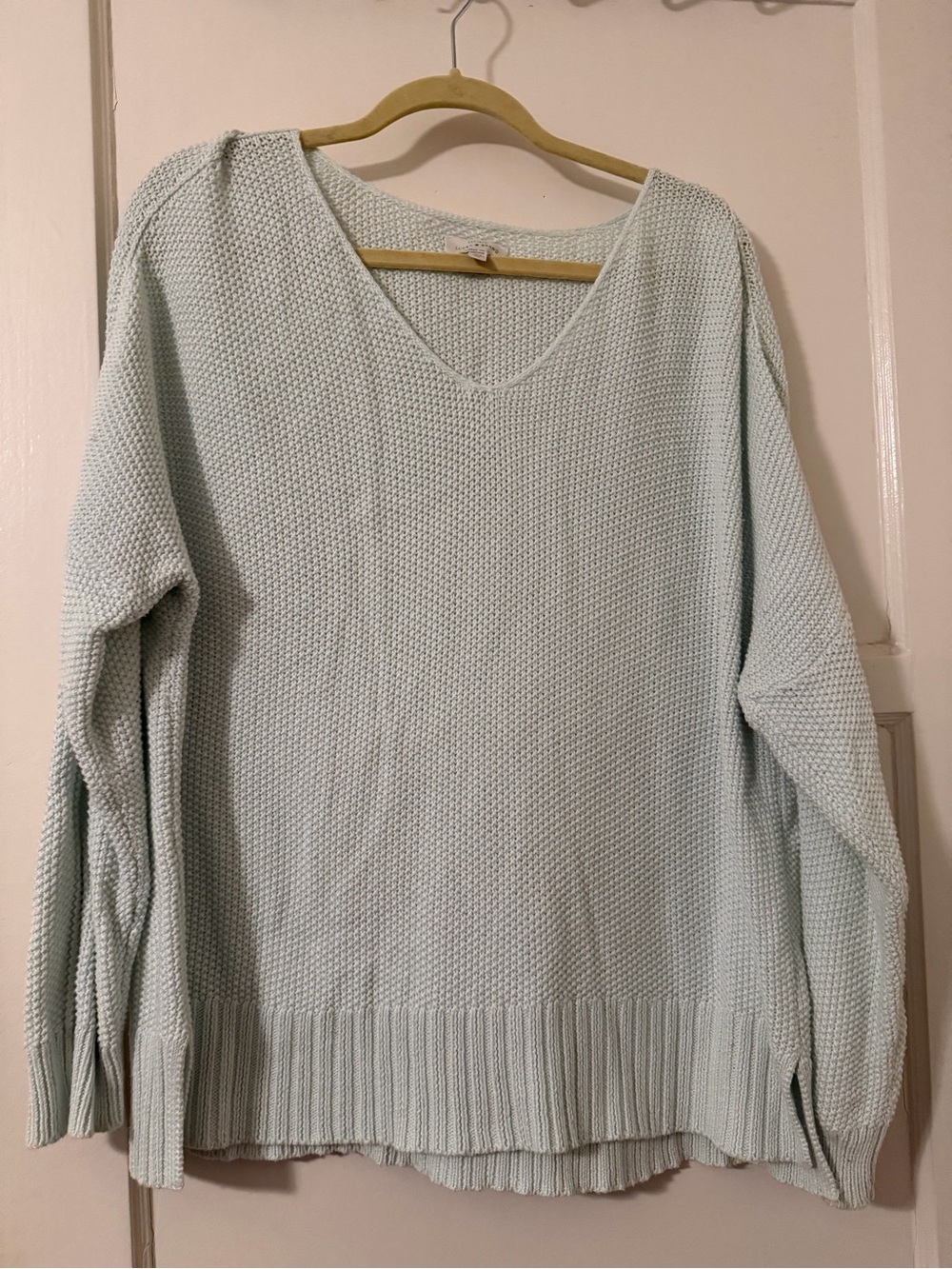 Lucky Brand Light Mint V-Neck Oversized Knit Sweater